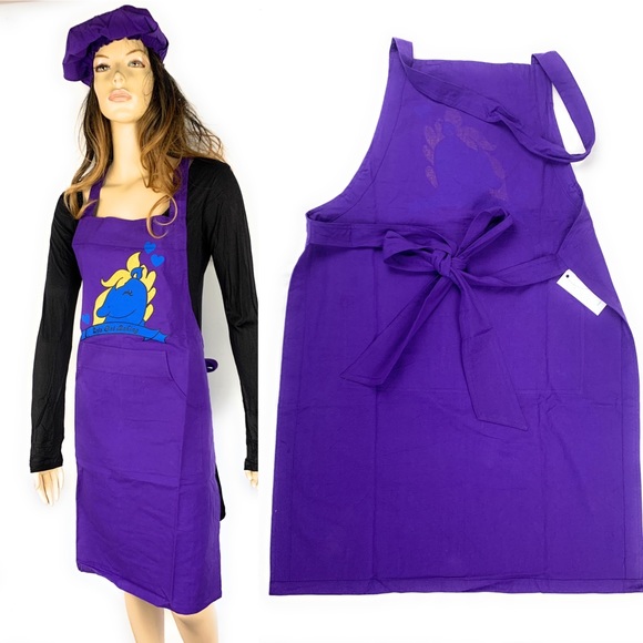 Purple bib apron and chef cap - Picture 2 of 7
